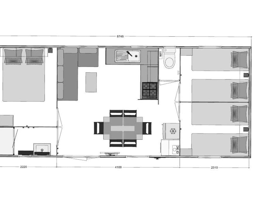 Mobilhome 6 personnes - PREMIUM - 3 chambres - TV - avec terrasse couverte - lave vaisselle 4