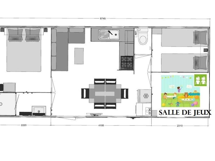 Mobilhome 4 personnes - PREMIUM - Baby FAMILY - 2 Chambres - TV - avec terrasse, salle de jeux, lave vaisselle 5