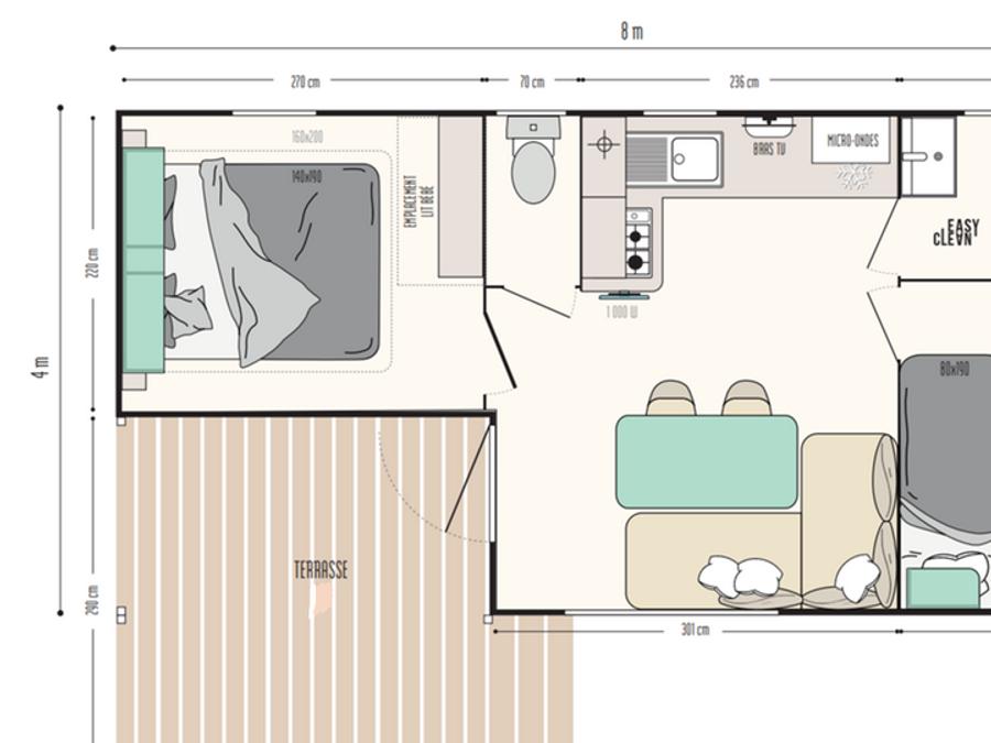 Mobilhome 4 personnes - Loggia 2 ch 8