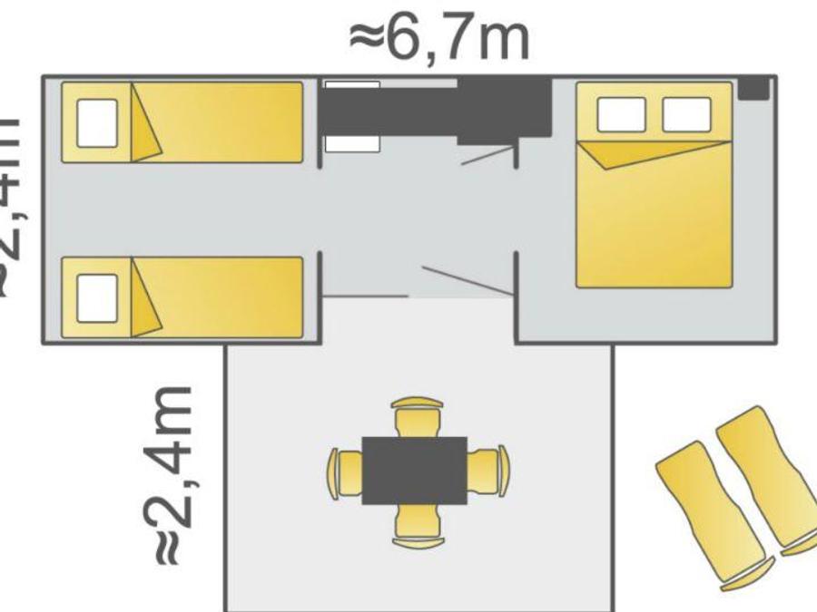 Bungalow toilé 4 personnes - COCO SWEET (sans sanitaire, sans eau, sans terrasse) 3