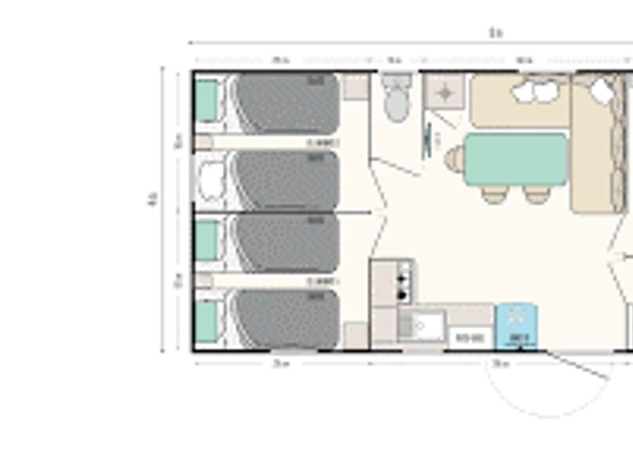 Mobilhome 6 personnes - TOUT CONFORT - 3 chambres avec climatisation et TV - 30m² 1