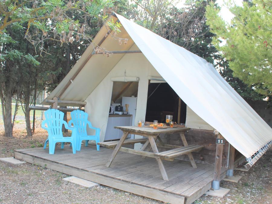 Tente en toile et en bois 5 personnes - ECOLODGE STANDARD sans sanitaires 20 m² 10