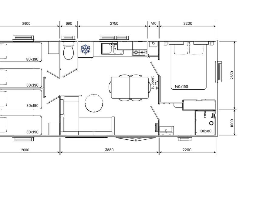 Mobilhome 6 personnes - Premium luxe 3 chambres 8