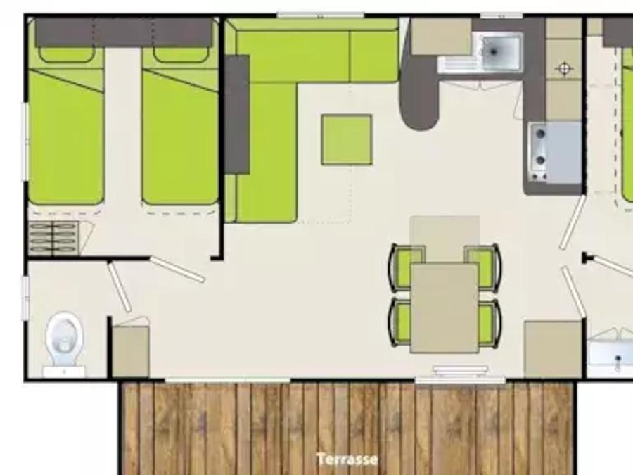 Mobilhome 6 personnes - Mobil-Home Caraïbes 3 Pièces 4/6 Personnes + TV 9