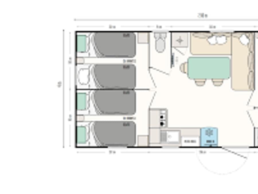 Mobilhome 6 personnes - Cottage des Pins 3 CH - 6 PERS 29 m² - TV 5