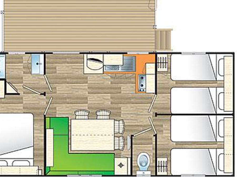 Mobilhome 6 personnes - Cottage des Pins 3 CH - 6 PERS 29 m² - TV 1