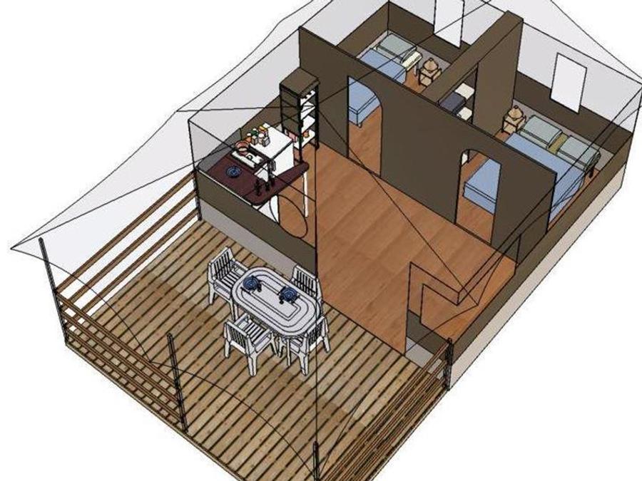 Bungalow toilé 5 personnes - Bungalow Toilé (Sans sanitaires) 3