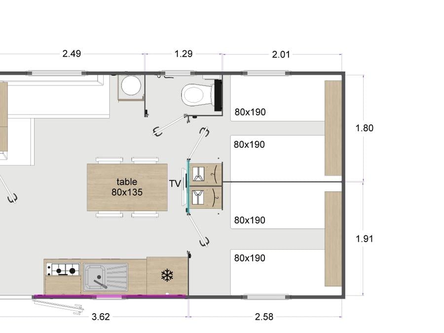 Mobilhome 7 personnes - Confort 3 chambres 9