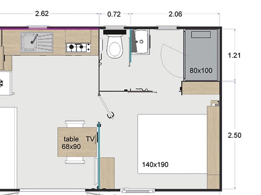 Mobilhome 2 personnes - 2 pers. - Terrasse couverte - 2 chambres 2 Pers. SAMEDI 6