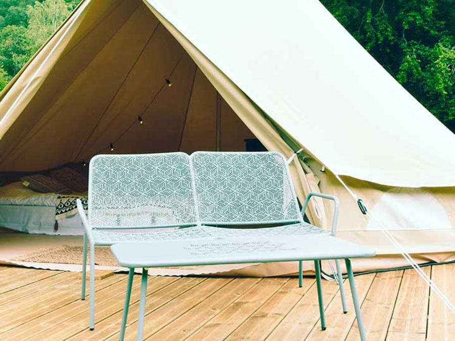 Tente en toile et en bois 2 personnes - Tente grand confort en brodure de Semoy 0