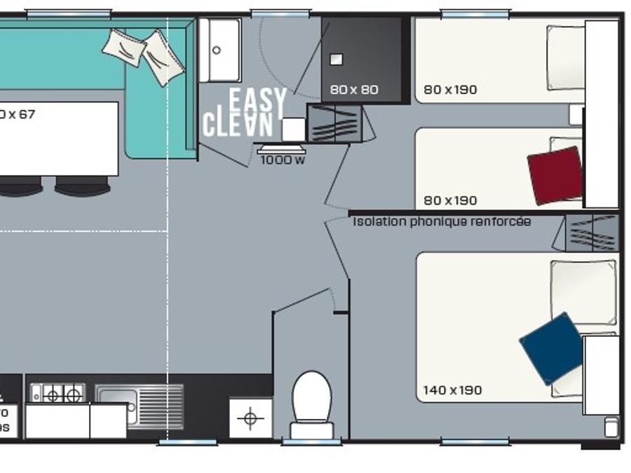 Mobilhome 4 personnes - Home Amour Blanc 2ch (gamme Classic) 5