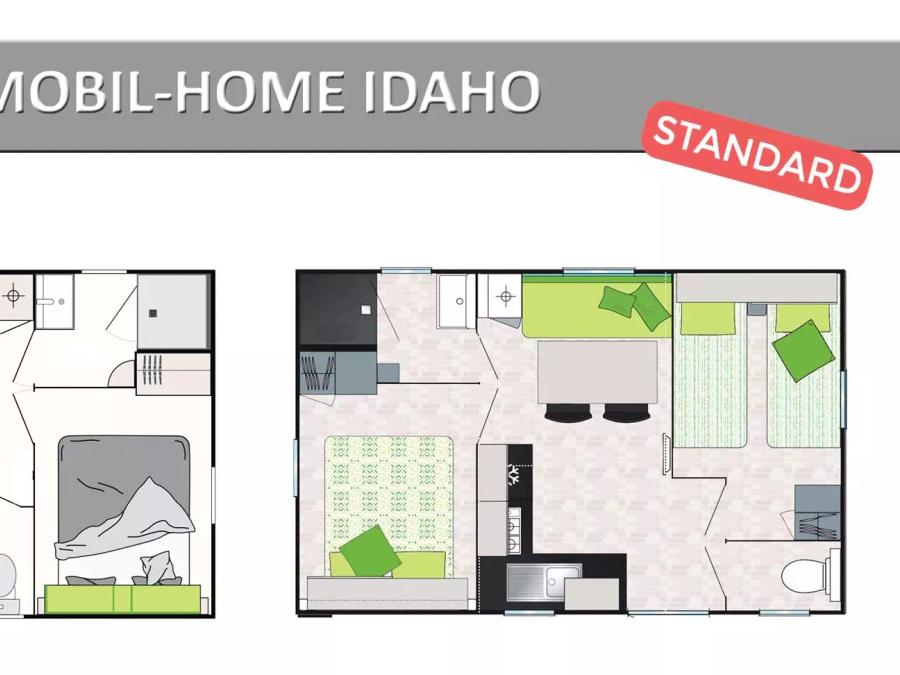 Mobilhome 4 personnes - Idaho Standard 3 Pièces 4 Personnes Climatisé + TV 8