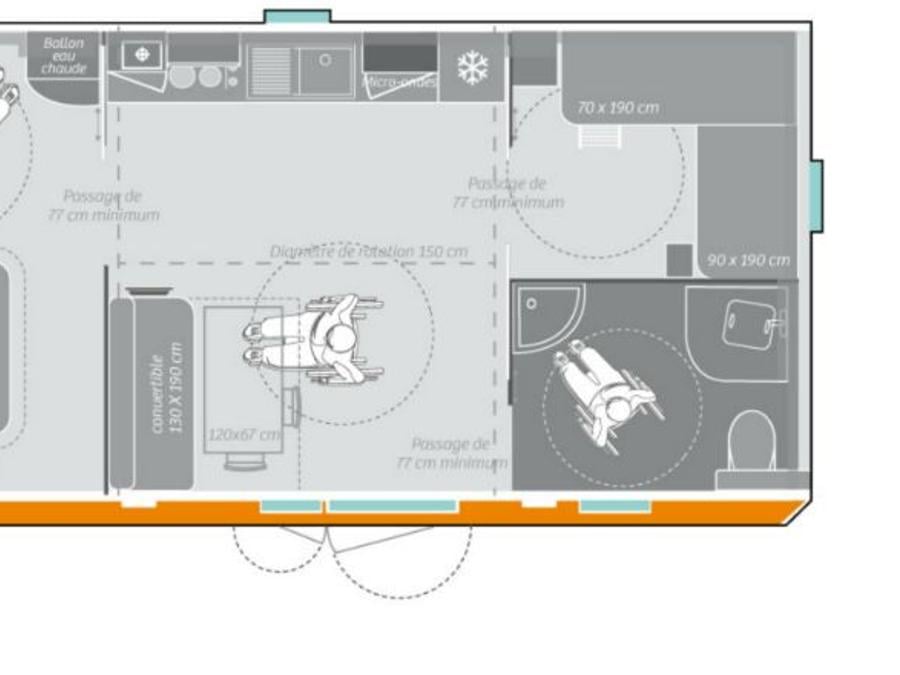 Mobilhome 4 personnes - 2 Chambres Standard PMR 3