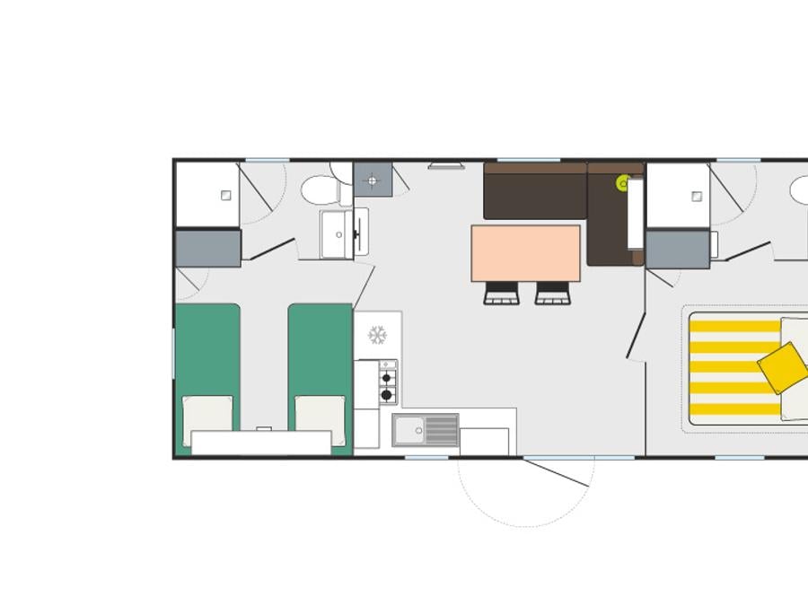 Mobilhome 4 personnes - CONFORT 2 PLUS | CLIM + 2 SBD 4