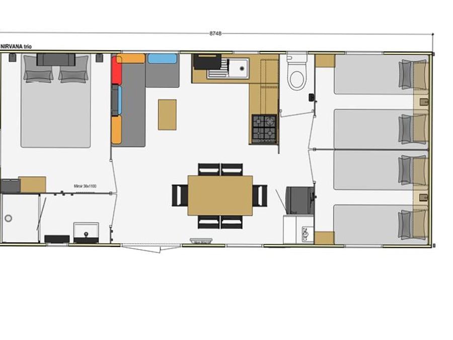 Mobilhome 6 personnes - Mobil-home Premium 33m² (3 chambres) + Lave Vaisselle + Lit 160 + Terrasse semi-couverte 15m² 8