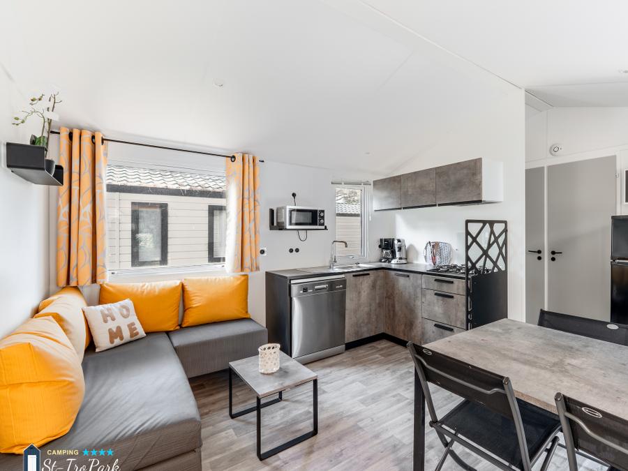 Mobilhome 6 personnes - Mobil-home Premium 33m² (3 chambres) + Lave Vaisselle + Lit 160 + Terrasse semi-couverte 15m² 3