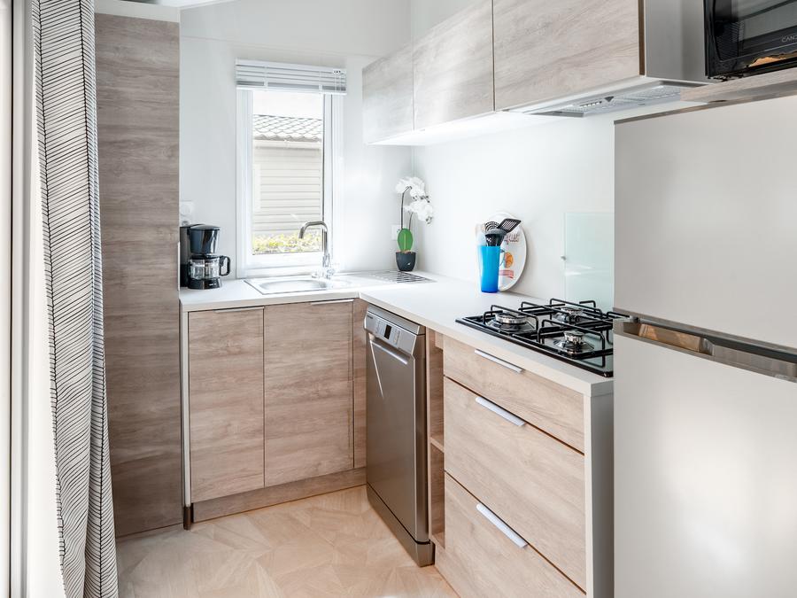 Mobilhome 2 personnes - Mobil-home Premium 19m² (1 chambre) + Lave-vaisselle + Terrasse semi-couverte 11m² 7