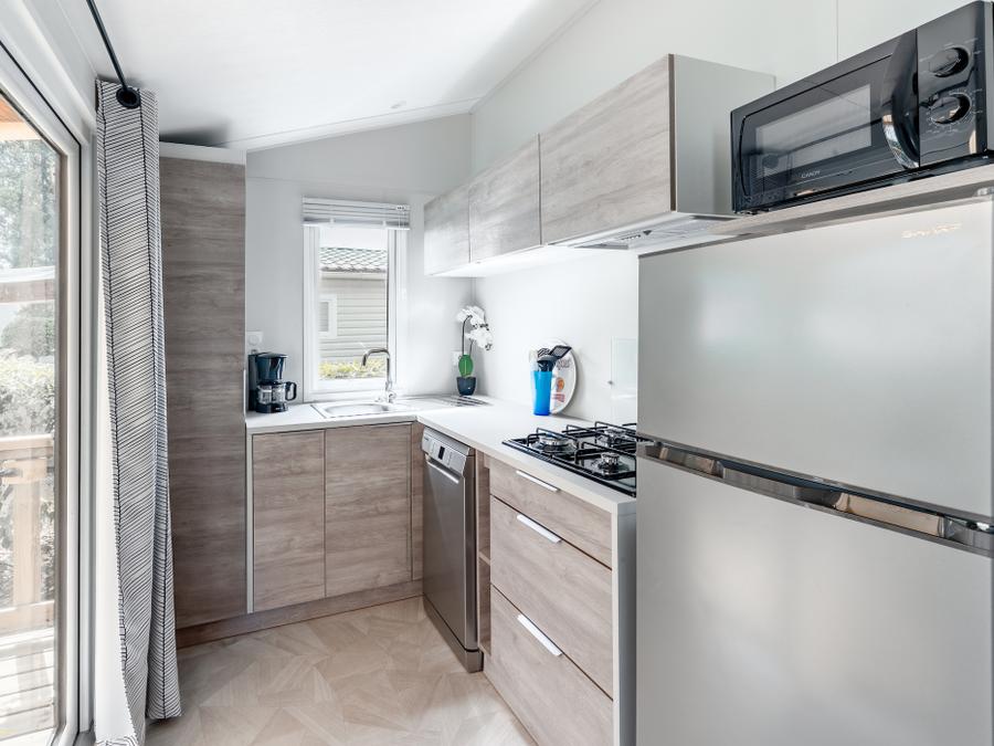 Mobilhome 2 personnes - Mobil-home Premium 19m² (1 chambre) + Lave-vaisselle + Terrasse semi-couverte 11m² 6