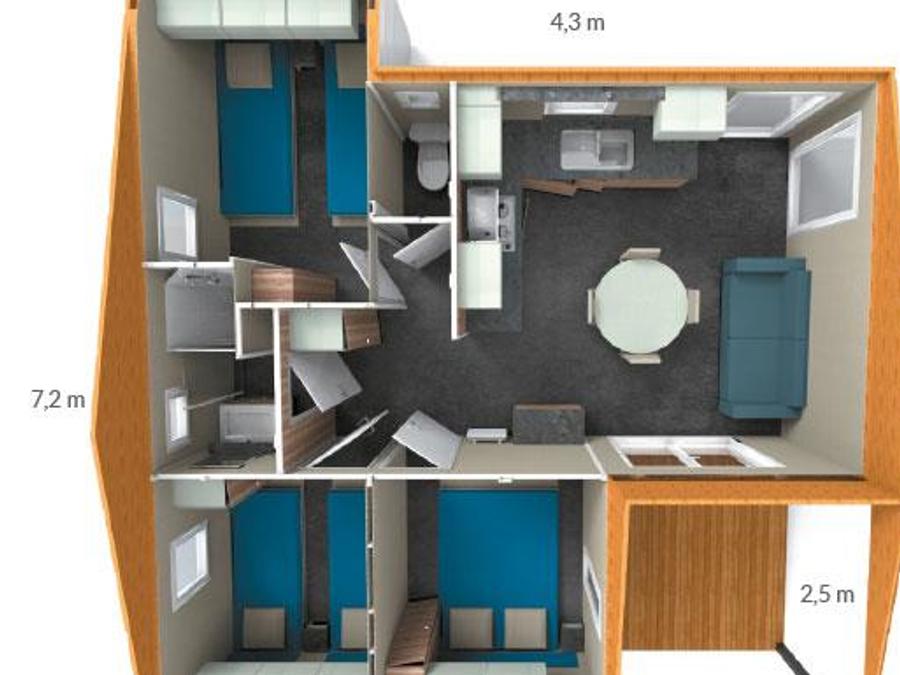 Chalet 6 personnes - Chalet Premium 34m² (3 chambres) + Climatisation + Lave-vaisselle + Terrasse couverte 8