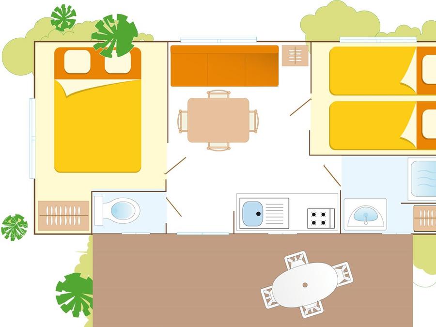 Mobilhome 4 personnes - Classic | 2 Ch. | 4 Pers. | Terrasse surélevée | Clim. 6