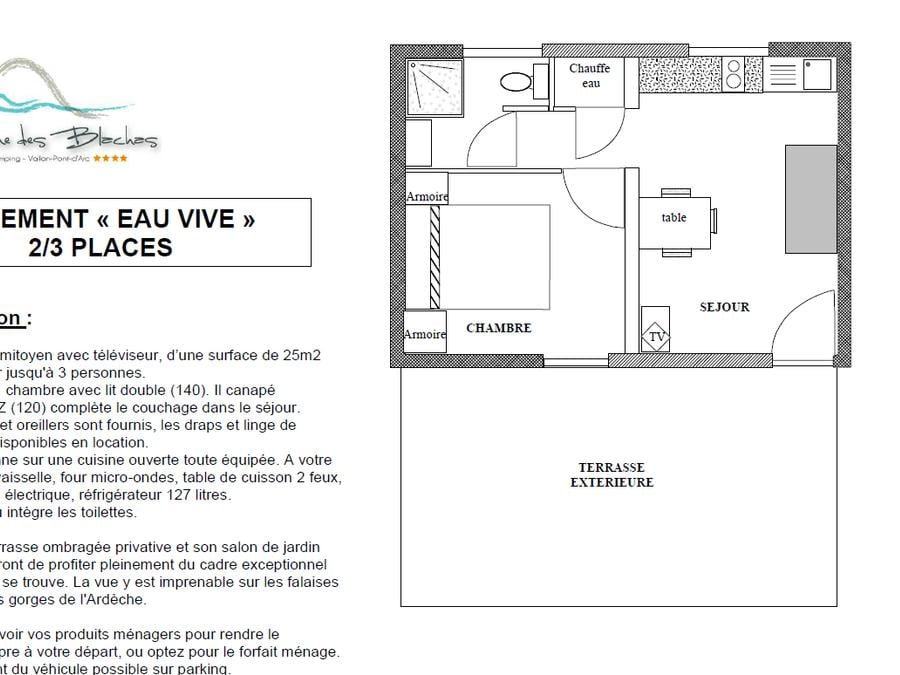 Maison 3 personnes - EAU VIVE TERRASSE COUVERTE TV 6