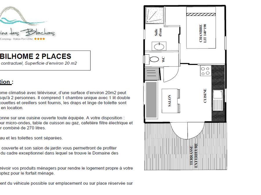 Mobilhome 2 personnes - TERRASSE CLIM TV 3