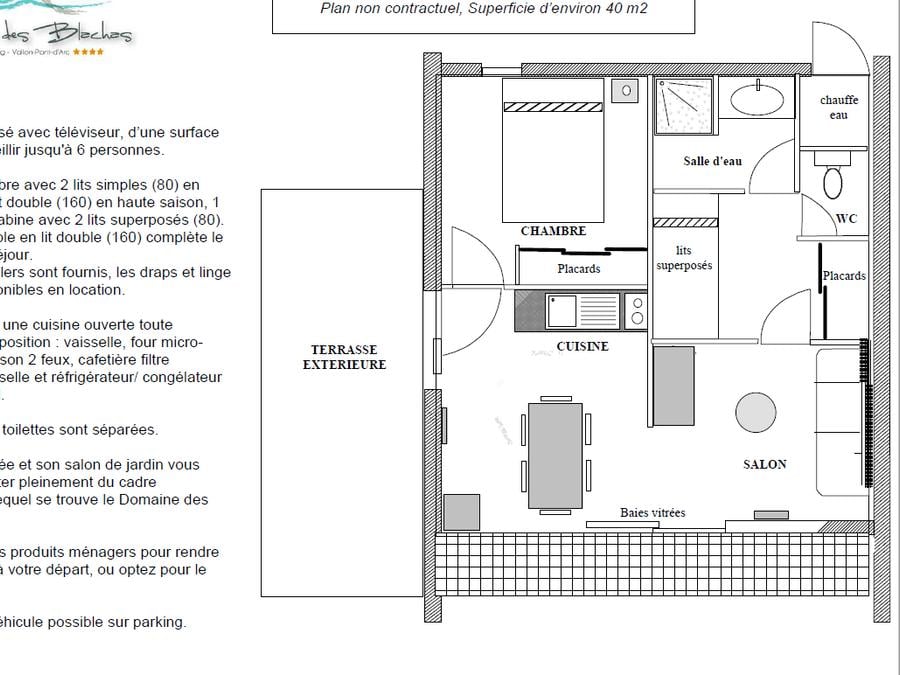 Maison 6 personnes - Pavillon 6- 1 chambre + 1 chambre cabine + terrasse + Climatisation + TV - 40m² 8