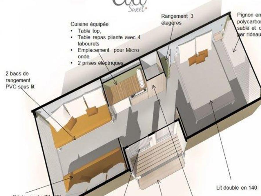 Bungalow toilé 4 personnes - COCO SWEET sans sanitaires 2