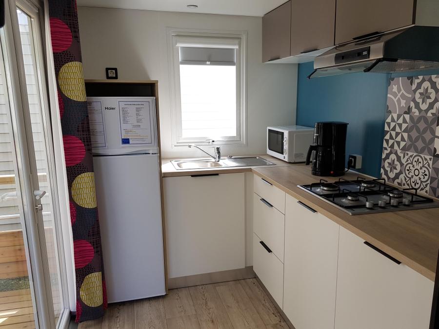 Mobilhome 5 personnes - Mobil home Premium 32 m² 2 chambres + terrasse 12m² semi-couverte (9m²) + TV + climatisation 4/5 pers 6