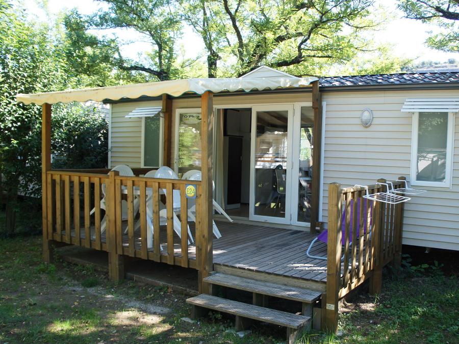Mobilhome 5 personnes - Mobil home Confort 32 m² 2 chambres + terrasse 12m² semi-couverte (9m²) + TV 4/5 pers 7