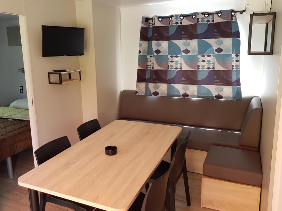 Mobilhome 7 personnes - Mobil home Luxe 32m² 3 chambres + terrasse 12m² semi-couverte (9m²) + TV + Clim 6/7 pers 3