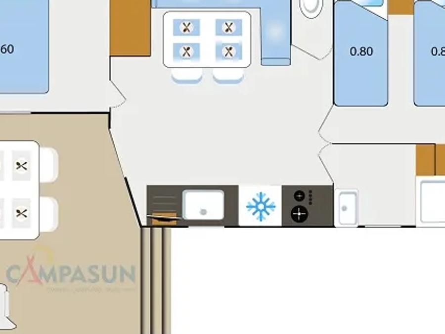 Mobilhome 4 personnes - Castellet - 28 m² - 2 chambres + plancha 6