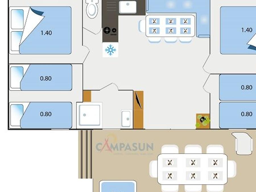 Mobilhome 8 personnes - Prestige avec Spa - 36m² - 4 chambres 7