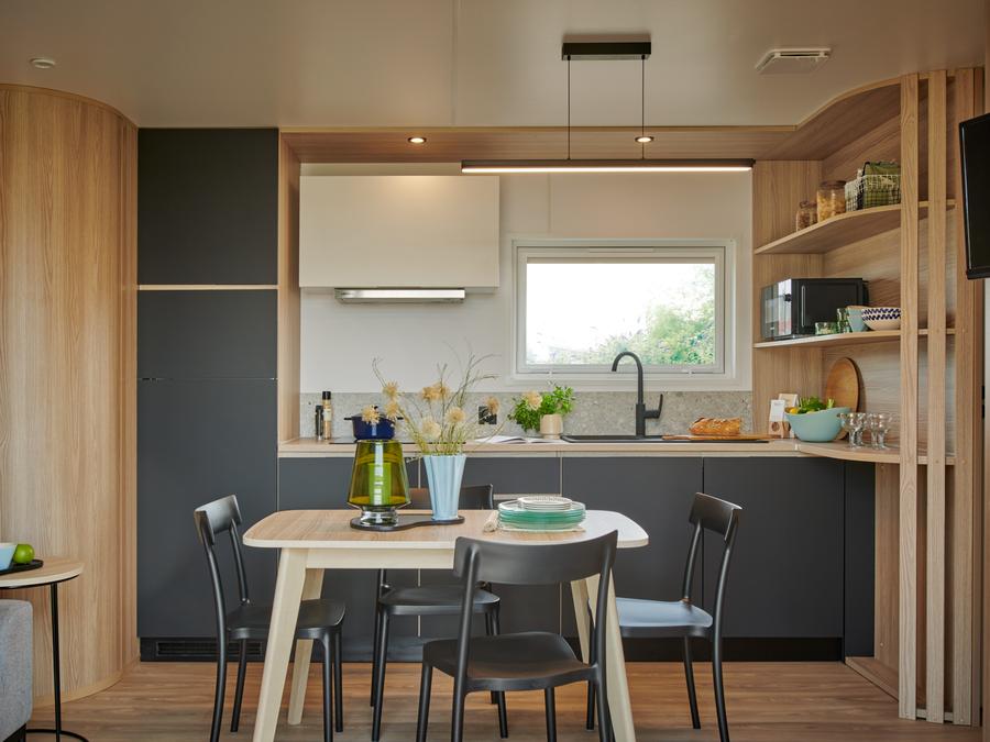 Mobilhome 6 personnes - TAOS Luxe 40m2 terrasse couverte + Jacuzzi privatif - 6 pers 3 chambres 2 sdb - clim 2