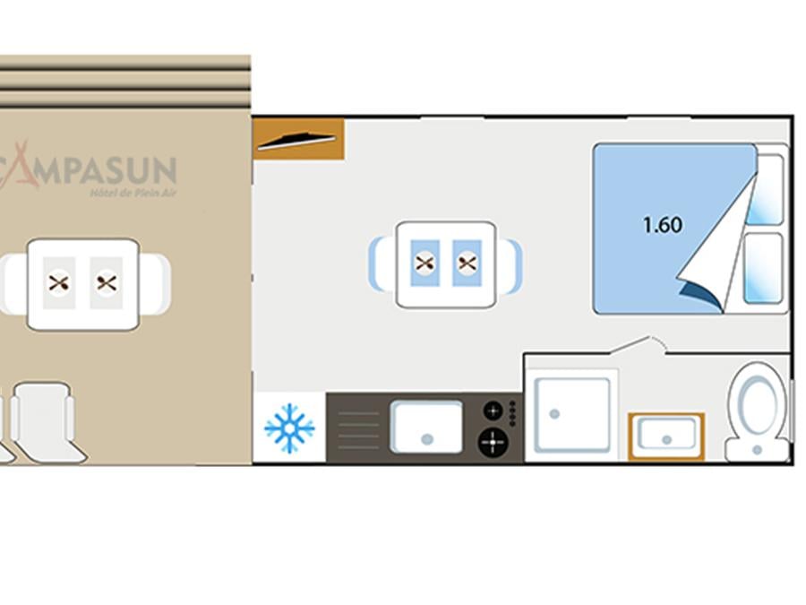 Mobilhome 2 personnes - Mobil home Key westotel - 20m² - 1 Chambre 3