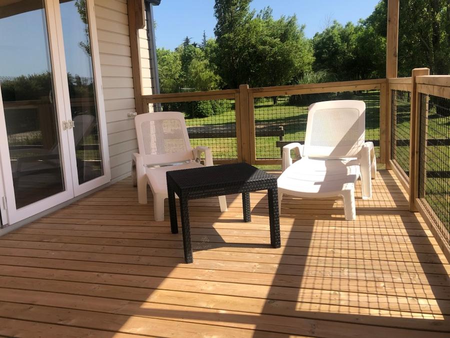 Mobilhome 5 personnes - 2 chambres premium 32m2 avec terrasse couverte de 18m2 lave vaisselle ,2 transats 0