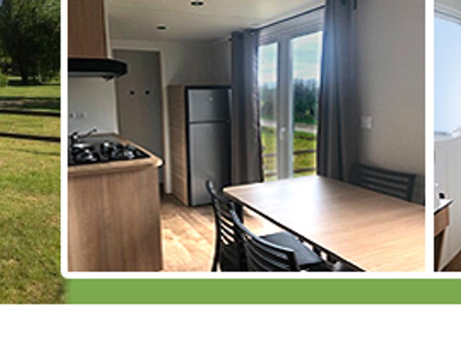 Mobilhome 5 personnes - 2 chambres premium 32m2 avec terrasse couverte de 18m2 lave vaisselle ,2 transats 5