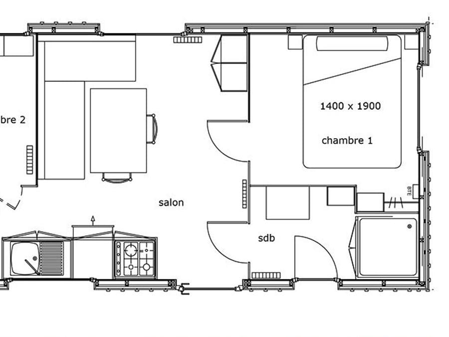 Mobilhome 4 personnes - 2 CHAMBRES BOIS 6
