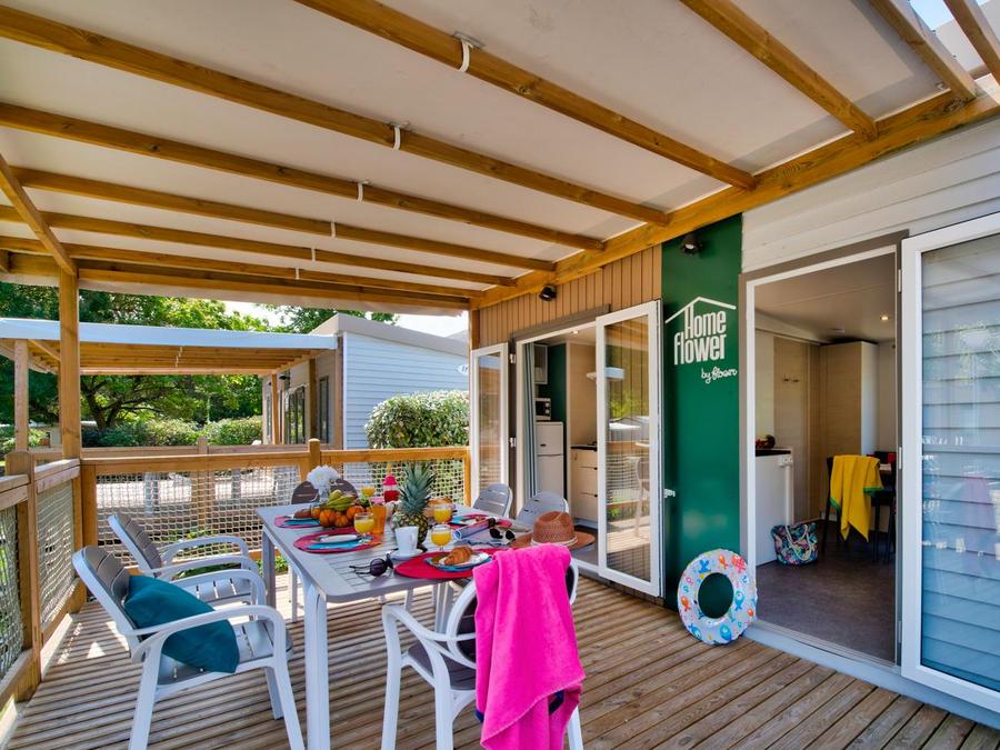 Mobilhome 4 personnes - NEW//HomeFlower Premium 29m² 2chambres + Clim + Terrasse semi-couverte +TV+LV+ Draps+Serviettes 1