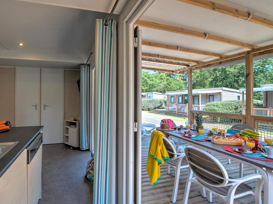 Mobilhome 4 personnes - NEW//HomeFlower Premium 29m² 2chambres + Clim + Terrasse semi-couverte +TV+LV+ Draps+Serviettes 5