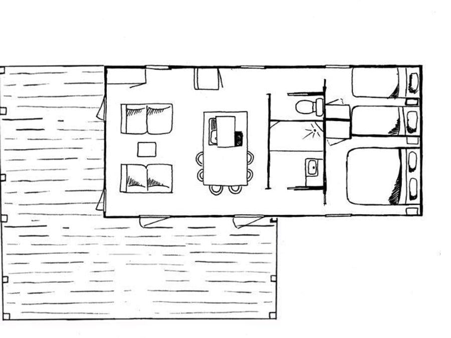 Mobilhome 4 personnes - Premium 40m² 2 chambres + CLIM + TV + terrasse panoramique + draps + serviettes 6
