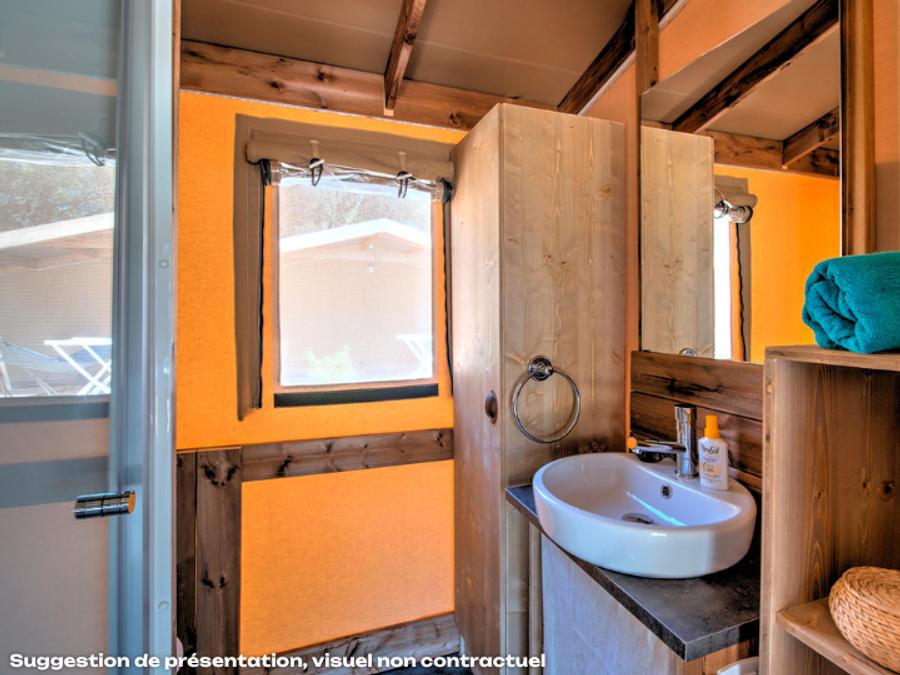 Tente en toile et en bois 6 personnes - Cabane Cotton Toilée Confort 35m² + TV 5