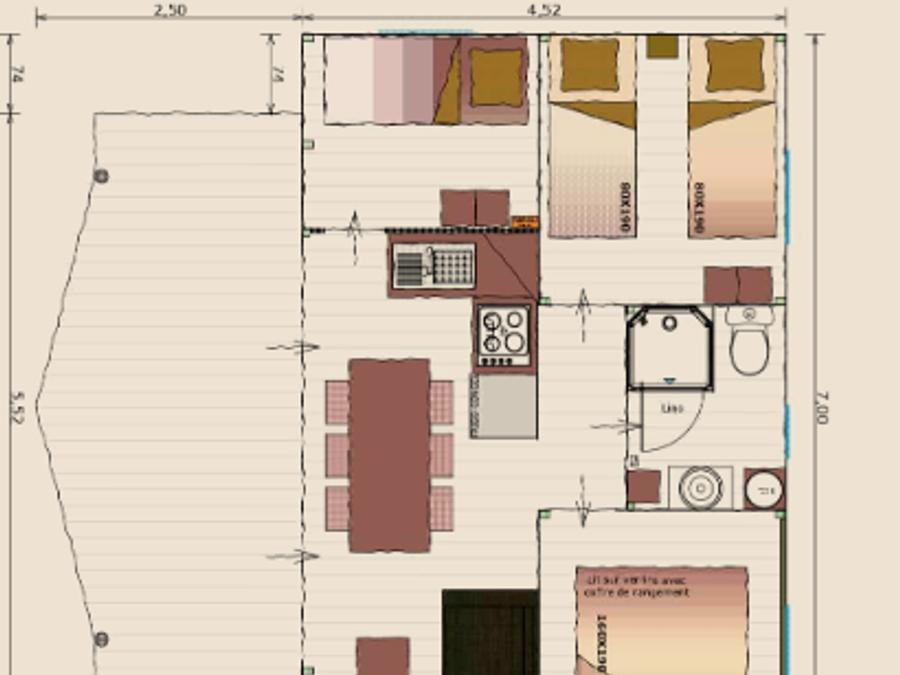 Tente en toile et en bois 6 personnes - Cabane Cotton Toilée Confort 35m² + TV 6