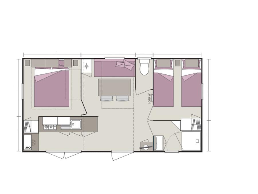 Mobilhome 4 personnes - Mobil-home Confort 29m² 2 chambres + terrasse semi-couverte + TV + lave-vaisselle 9