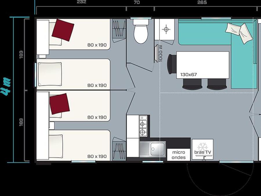 Mobilhome 6 personnes - 3 chambres, 31m2 catégorie 3 1