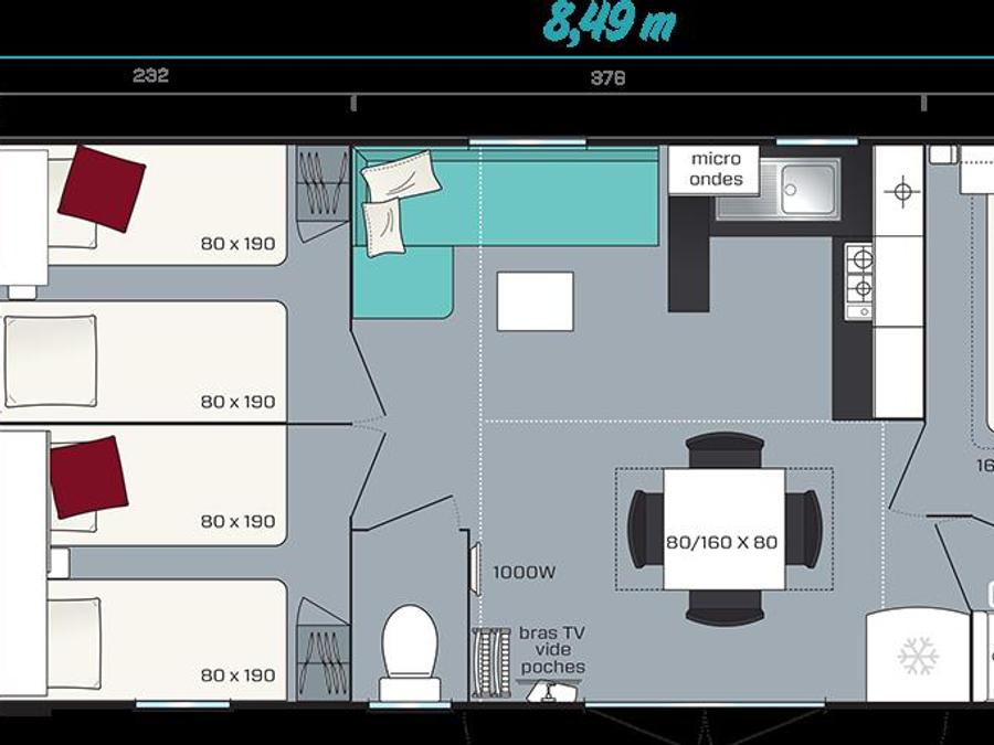 Mobilhome 6 personnes - 3 chambres, LUXE, 34m2 catégorie 4 1