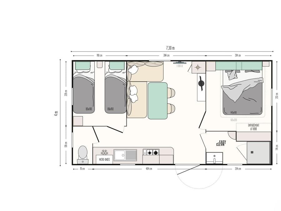 Mobilhome 4 personnes - Ciela Privilège - 2 chambres - Lave-vaisselle, barbecue 19