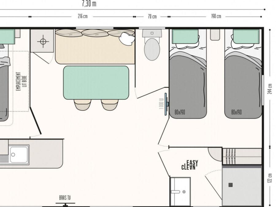 Mobilhome 4 personnes - MH Riviera suite TOP 2Ch 4P 2
