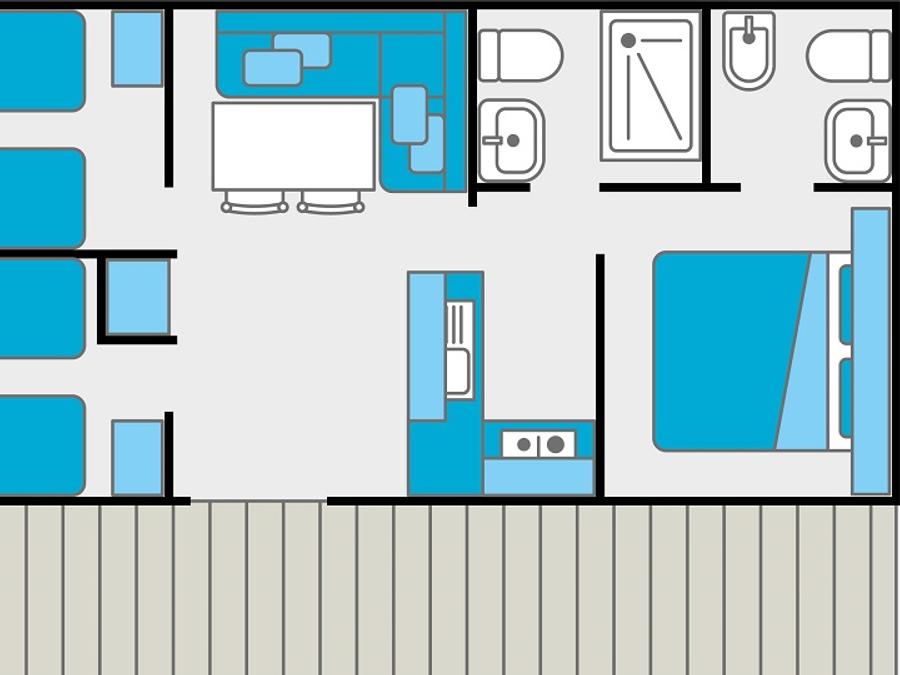 Mobilhome 4 personnes - 3 chambres / 2 sdb - terrasse couverte 7