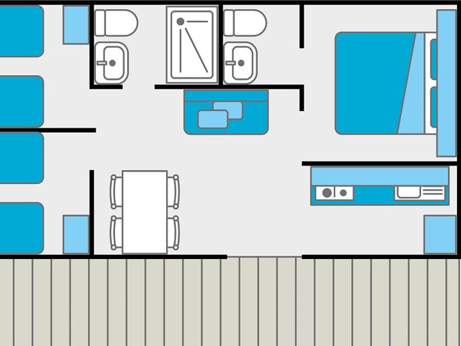 Mobilhome 4 personnes - 3 chambres / 2 sdb - terrasse couverte 8